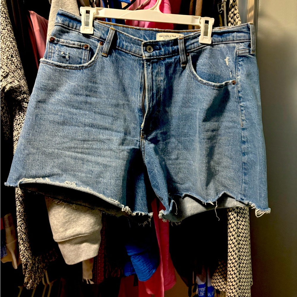 Abercrombie & Fitch Blue Jean Shorts Distressed Cut-Off